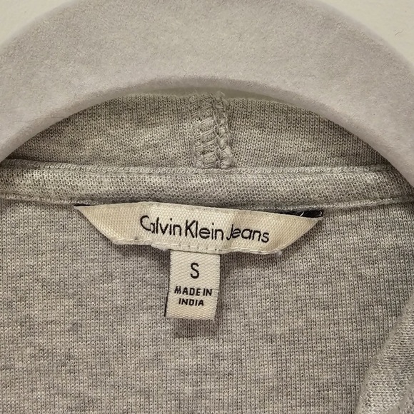 Calvin Klein Contrast Trim Hooded Sweatshirt S Heather Grey - Picture 3 of 6